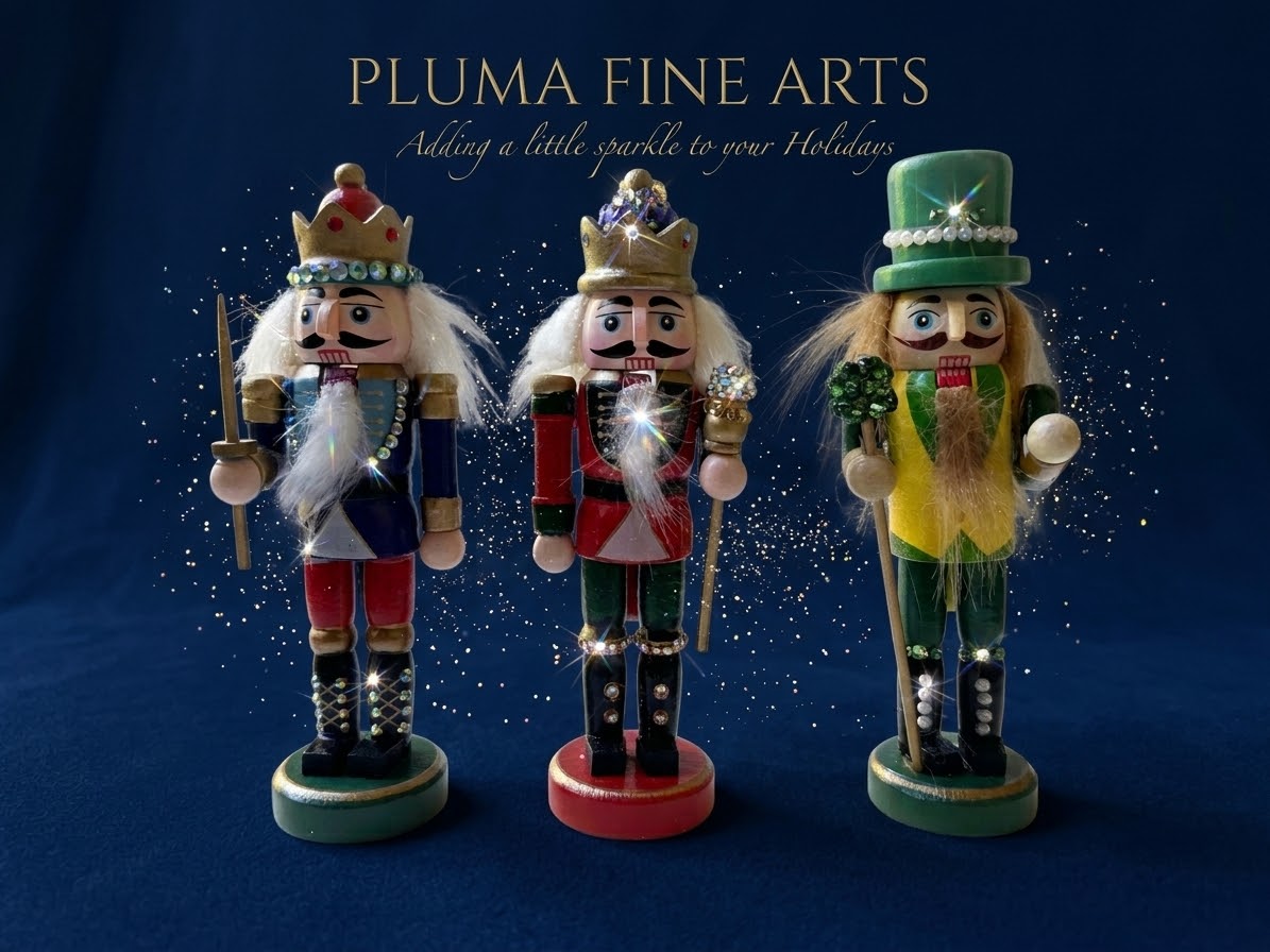 Crystal Nutcracker Trio — Hand-Embellished Wooden Set of 3
